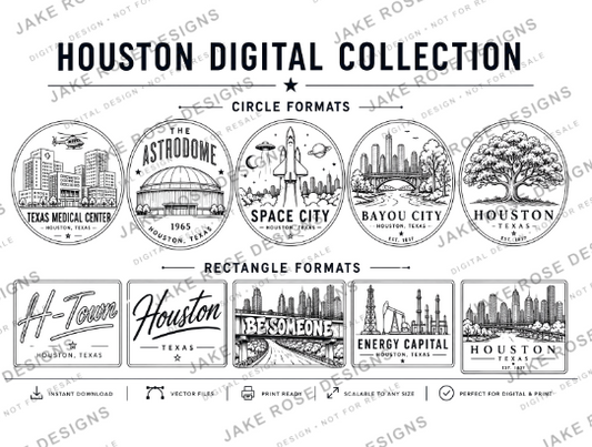 10-File Houston Detailed Collection SVG & Laser Files